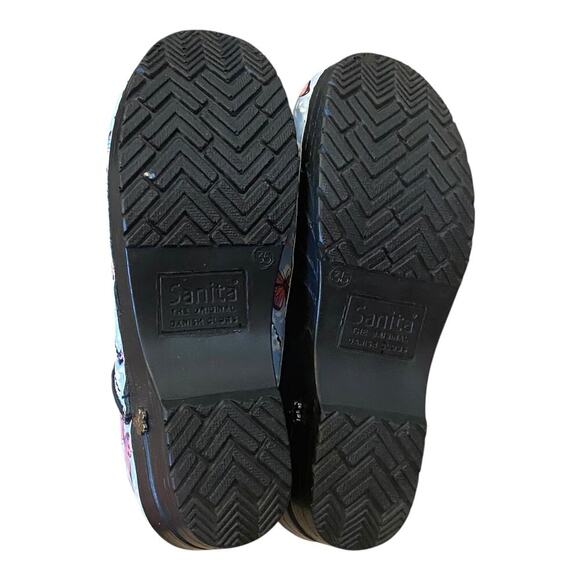 Sanita Professional Clogs EU size 35 US 4 Blue Leather Butterfly Floral Work - Picture 12 of 16